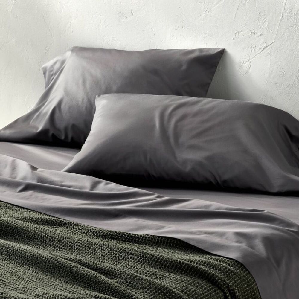 King 600 Thread Count Sateen Pillowcases Dark Gray - Casaluna